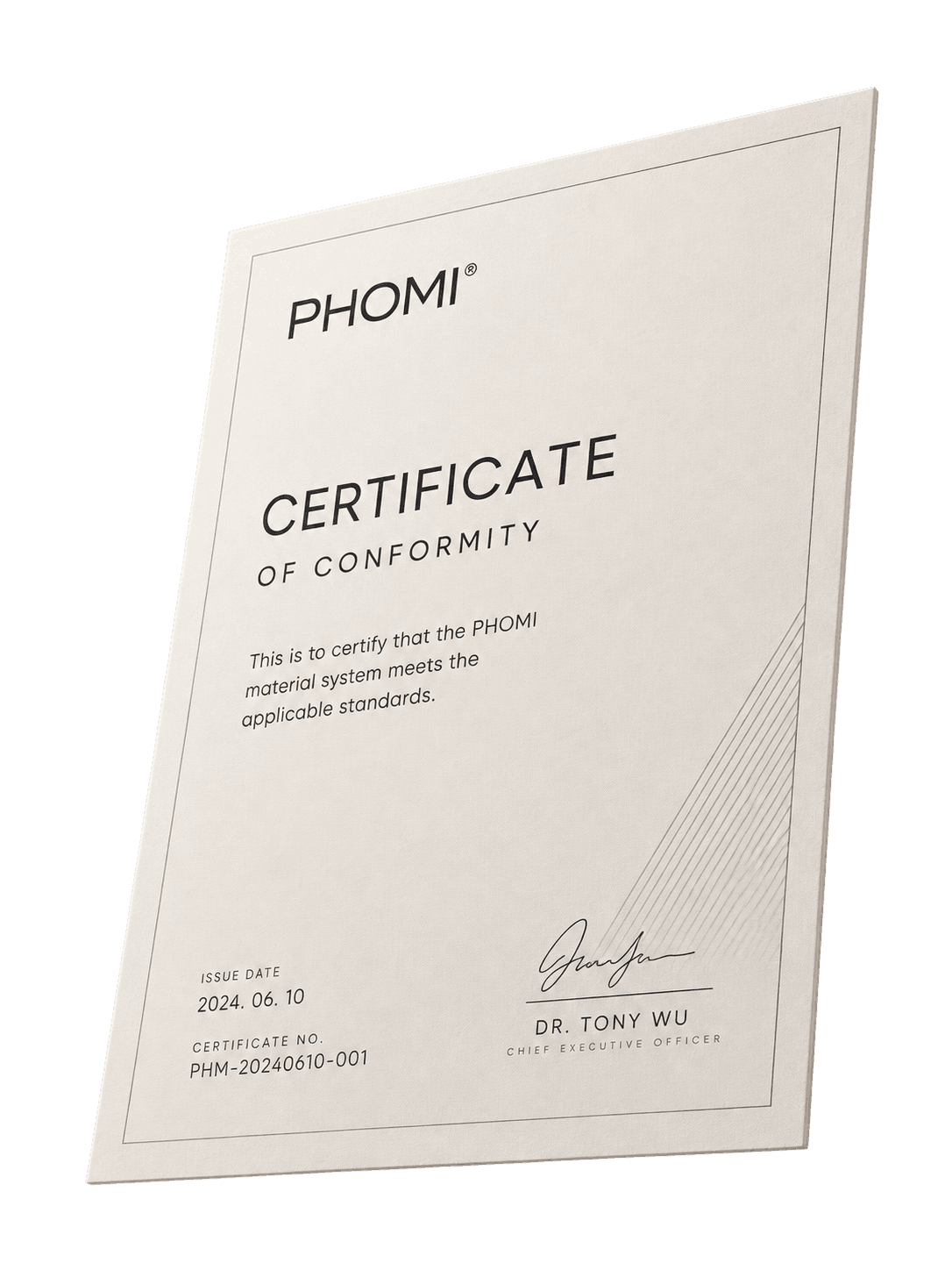 PHOMI certificate of conformity