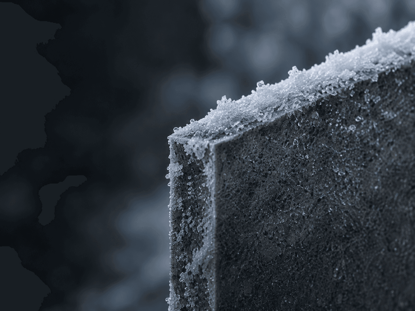 Frozen PHOMI surface demonstrating cold-weather resistance